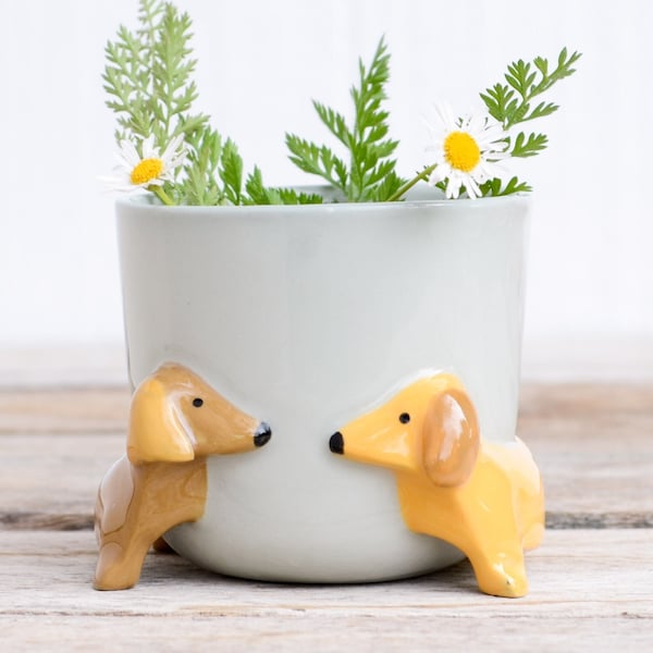 Dachshund planter Succulent Plant Pot Cute Animal Flower Planter Flowerpot Lovely Little dog Home Garden Decor flower Pots Birthday Gift