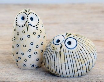 2 Owls ceramic figurine and owl gift sculpture for owl garden decor with barn owl figurine, owl teacher gift  owl decorations  with barn owl