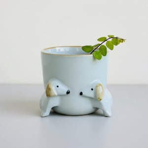 Dachshund Dog Planter: Handmade Ceramic Succulent Pot