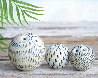 Small Owl Handmade Ceramic Bead Collectible, Garden Sculpture Owl, Owl Gifts, Ceramic Owl Sculpture Owl Decor, Figurine owl, Home Protection