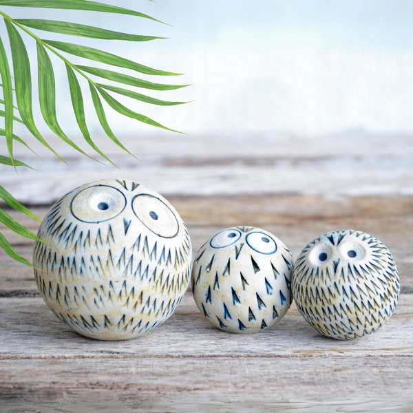 Small Owl Handmade Ceramic Bead Collectible, Garden Sculpture Owl, Owl Gifts, Ceramic Owl Sculpture Owl Decor, Figurine owl, Home Protection