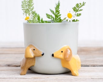 Dachshund planter Succulent Plant Pot Cute Animal Flower Planter Flowerpot Lovely Little dog Home Garden Decor flower Pots Birthday Gift