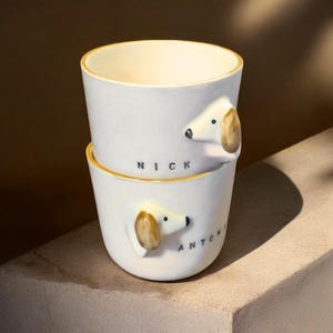 Personalized Pottery Espresso Cup 4 oz,Custom Dachshund Wedding Gift,SausageDog Espresso Mug,Handmade Doxie Coffee Cup,Wiener Dog Lover Gift