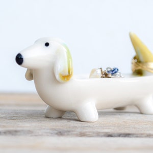 Dachshund jewelry holder dog jewelry tray rings and earrings, Dog Mom gift, Cute Dachshund Dog ring dish gifts her, porcelain jewelry tray image 4