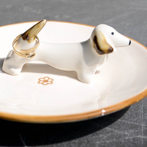 Dachshund Ring Holder Porcelain Doxie Sausage Wiener Dog Etsy