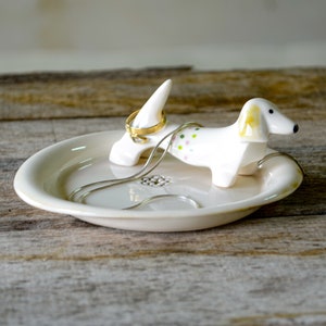 Holder Ring Dog Pink Dachsund Jewelry Gift, Sausage dog Lover, Weiner Dog Gifts, Dachshund Gifts, Gifts Dog Lovers, Porcelain jewelry tray image 6