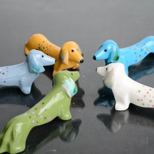 Porcelain Dachshund Figurine, Colorful Dog Lover Gift