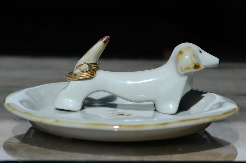 Holder Ring Dog Pink Dachsund Jewelry Gift, Sausage dog Lover, Weiner Dog Gifts, Dachshund Gifts, Gifts Dog Lovers, Porcelain jewelry tray image 10