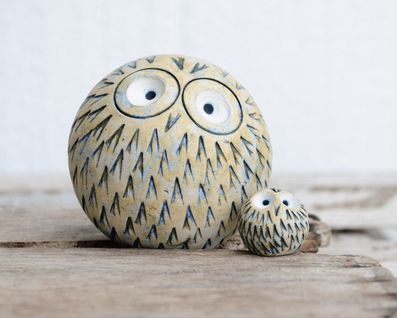 Unique owl gift for mom baby owl presents for newborn, owl nursery decor, Handmade owl lover's gift, ceramic owl figurine, Baby room decor image 1