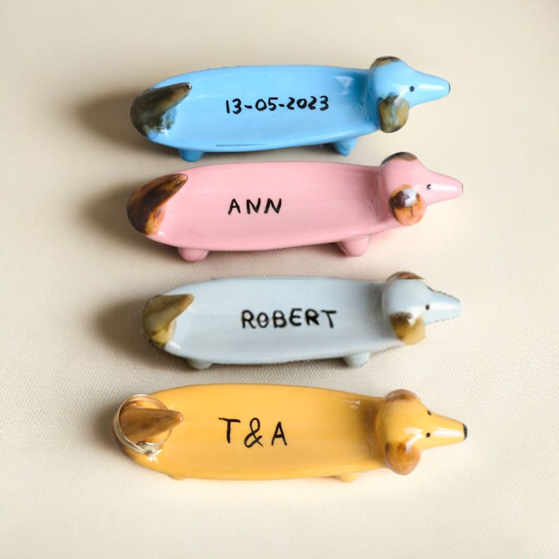 Personalized Dachshund Gift Wedding Ring Holder , NEW COLORS, Funny Dachshund Owner Gift, Dog Jewelry Stand, Wiener Dog, Custon Anniversary image 5