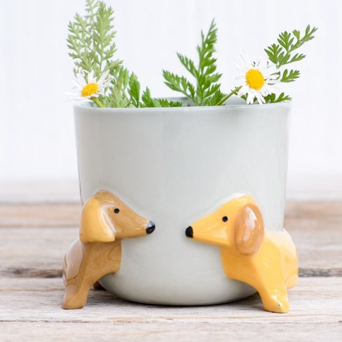 Dachshund planter Succulent Plant Pot Cute Animal Flower Planter Flowerpot Lovely Little dog Home Garden Decor flower Pots Birthday Gift