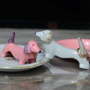 Holder Ring Dog Pink Dachsund Jewelry Gift, Sausage dog Lover, Weiner Dog Gifts, Dachshund Gifts, Gifts Dog Lovers, Porcelain jewelry tray image 8