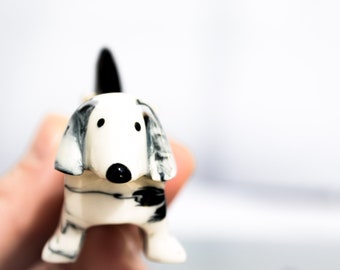 Dachshund Ring Holder Porcelain, Pet Desk gifts for coworker, Mom Christmas Gifts from Daughter Doxie, sausage wiener, Dog Lover Gift