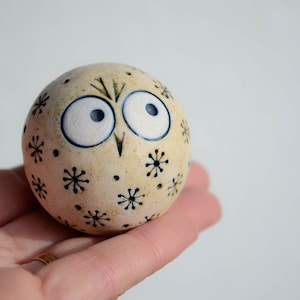 Ball Eule Zuhause Schutz Housewarminggeschenk, Eulen-Verzierung Minimalist Art Skulptur Eule Nordic Rustikales natürliches Dekor, Garten-Kunst-Skulptur