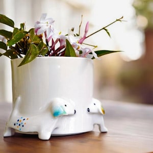 Doxie Dackel Dackel Keramik Übertopf Hund, Dackel Geschenk Dackel Dackel Dackel Übertopf Blau grau