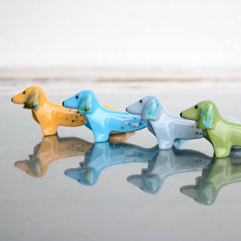 Porcelain Dachshund Gift, Dachshund Art, Dog Lover Gift, Doxie, sausage dog, wiener dog, Beagle, Funny dog tag, Figurine dog art image 9