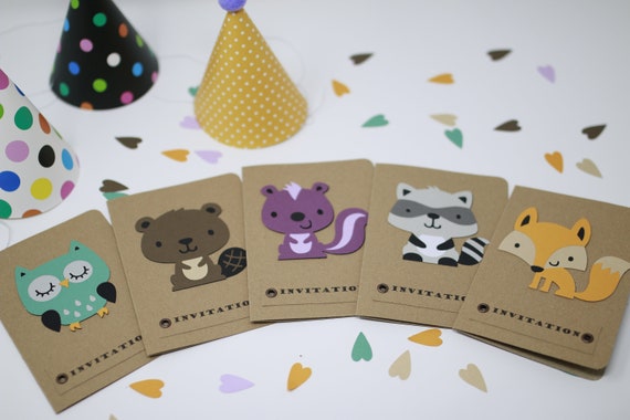 16 A6 Birthday Party Invitations Toddler Baby Blank Invites Animal Themed