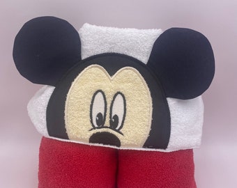 Mickey Mouse Hooded Handdoek, 3D Mickey Mouse, Geborduurde Hooded Handdoek, Gepersonaliseerd, Handgemaakt, Verjaardagscadeau, Baby, Zwembadhanddoek, Strandhanddoek