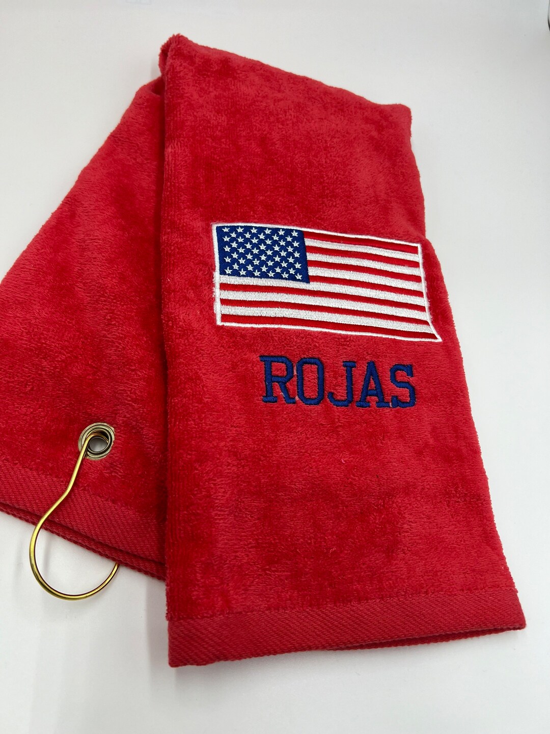 American Flag Golf Towel, Trifold, Custom Personalized Embroidered