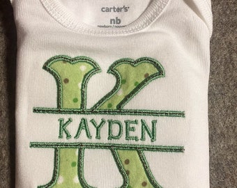 Baby, Toddler Personalized Bodysuit with Applique Letter