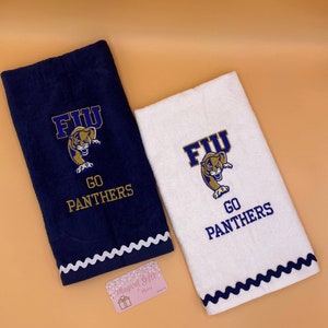 FIU Panthers Hand Towels, Florida International University, Kitchen Towels, Bathroom Towels, Embroidered Towels, Handmade, Personalized