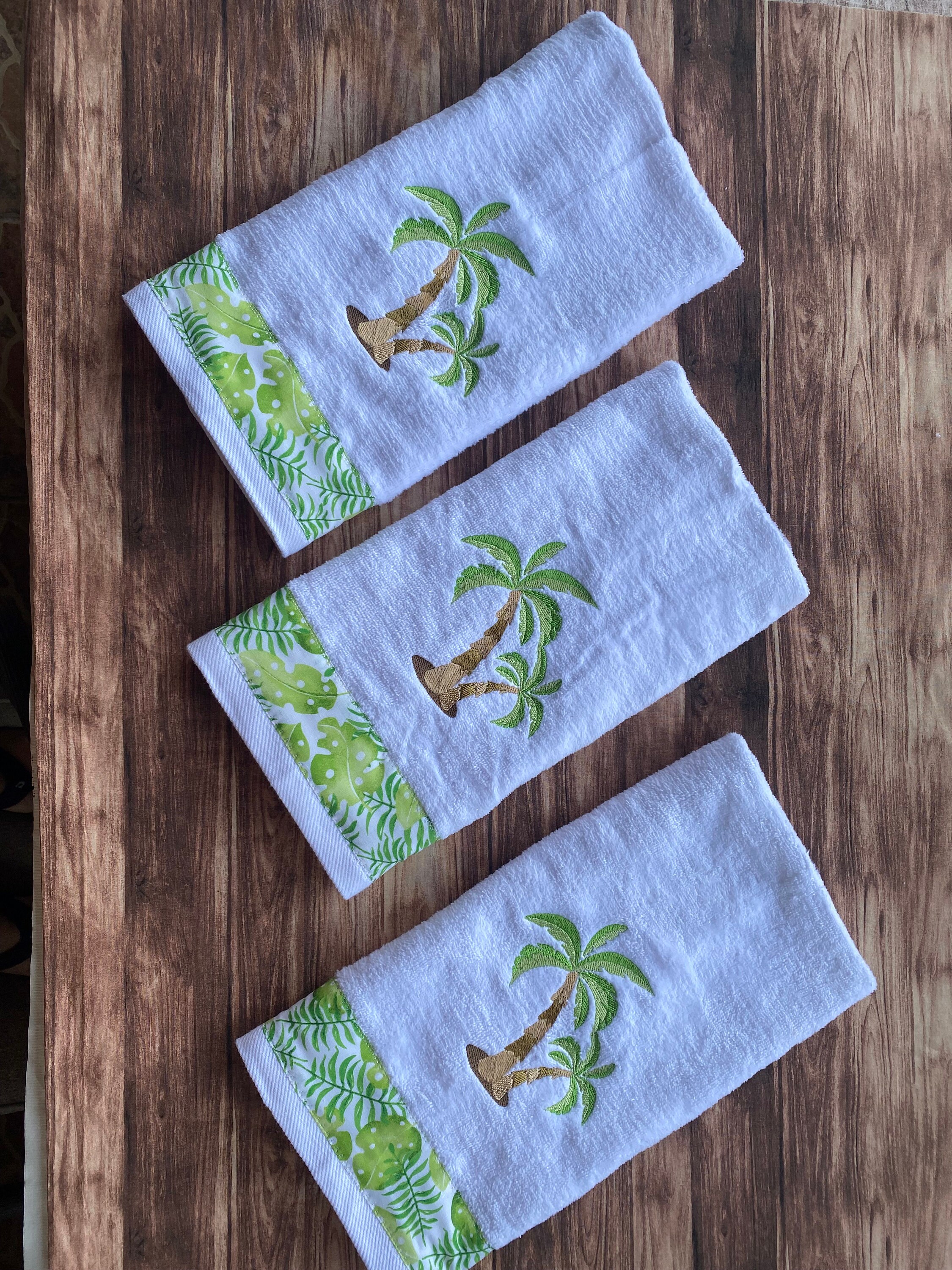 Palm Tree Hand Towels Kitchen Towels Bathroom Towels Etsy
