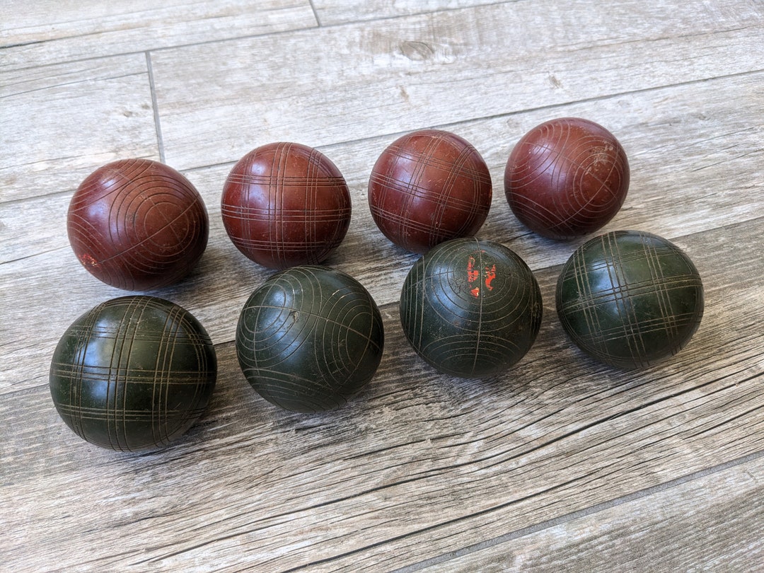 8 Vintage Wooden Bocce Balls Ball Set of Eight Etsy