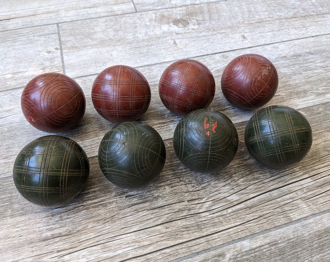 8 Vintage Wooden Bocce Balls Ball Set of Eight Etsy