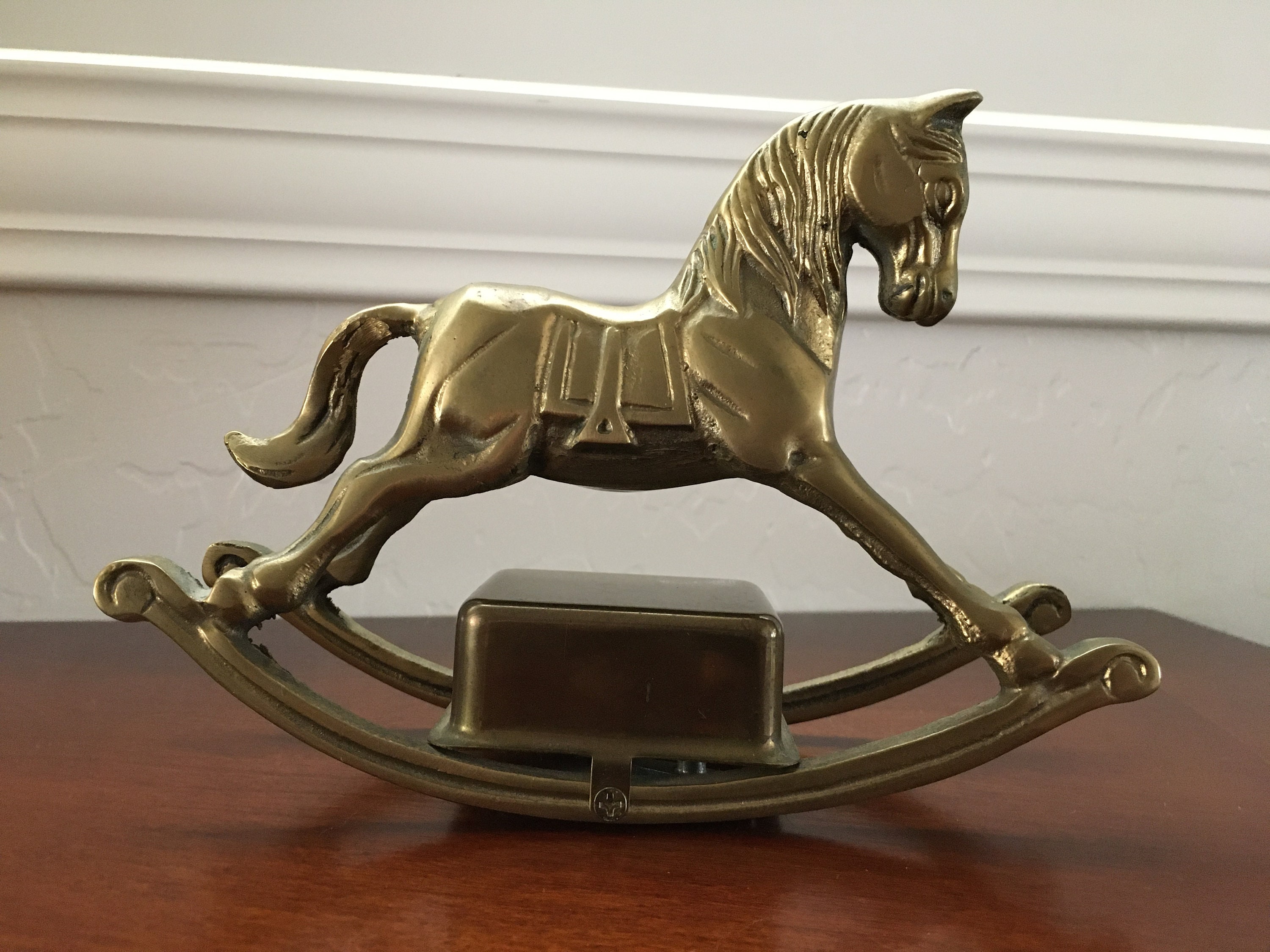 Brass Rocking Horse Music Box Vintage Figurine Music Box Plays Etsy
