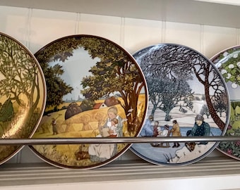 Set vintage di 4 piatti da parete Heinrich — "Quattro stagioni" — Villeroy & Boch, porcellana tedesca, piatti da parete decorativi