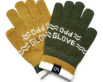 Funky Knitted Winter Wool Gloves with odd colours on each hand