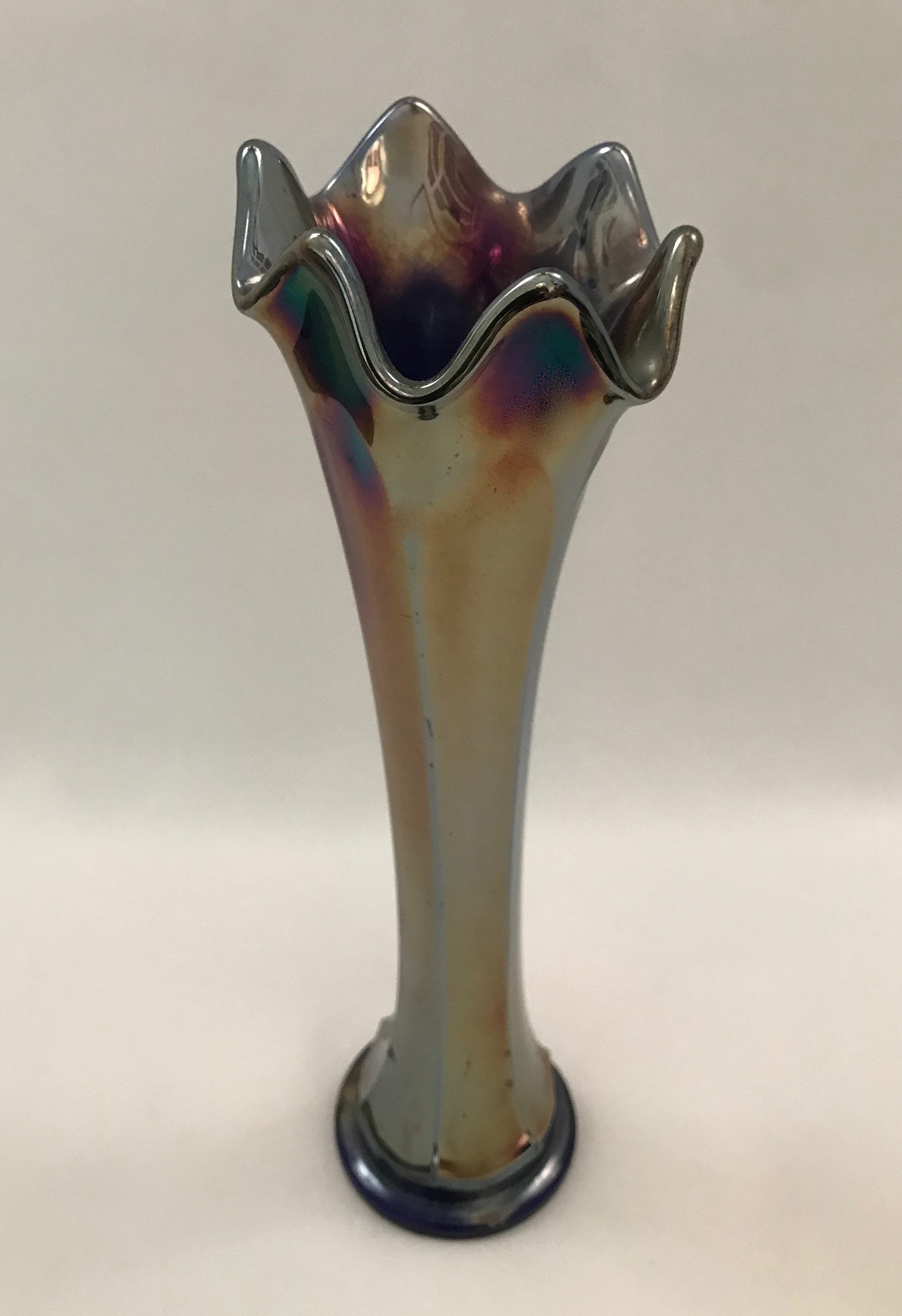 祝開店！大放出セール開催中 Blue Cobalt Fenton, Vase, Glass Carnival Antique , Deco Art 工芸品