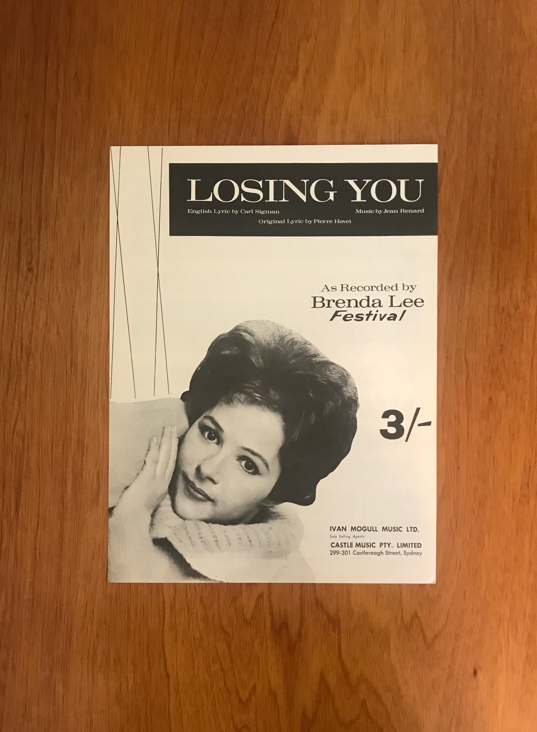 2 Brenda Lee Vintage Sheet Music losing You & all Alone Am - Etsy