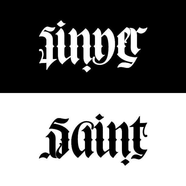 Tattoo uploaded by Jakob Brand  SinnerSaint ambigram ambigramtattoo  sinner saint  Tattoodo