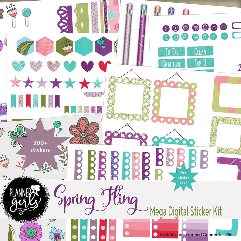 Digital Stickers Spring Fling Goodnotes Sticker Planner Etsy