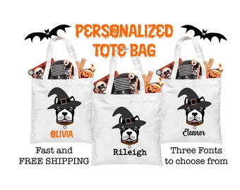 Personalized Halloween tote bag for trick or treat, Custom Halloween Tote Bag, Halloween Bags, Personalized Tote Bag, Halloween Candy bag