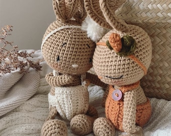 Bébé lapin cerf Patron au crochet d'automne • Instructions au crochet cerf lapin Automne, chapeau, barboteuse, panier *Amigurumi* allemand+anglais pdf ©