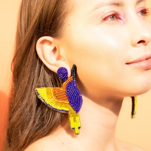 Hummingbird Drop Earrings | Summer Accessories | Tropical Bird | Statement Earrings
