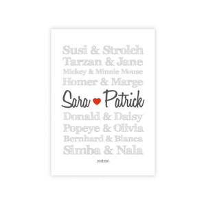 Personalized picture “DREAM COUPLES – Cartoon Characters” with name Engagement Bride and Groom Anniversary Birthday Wedding Love Relationship Partner