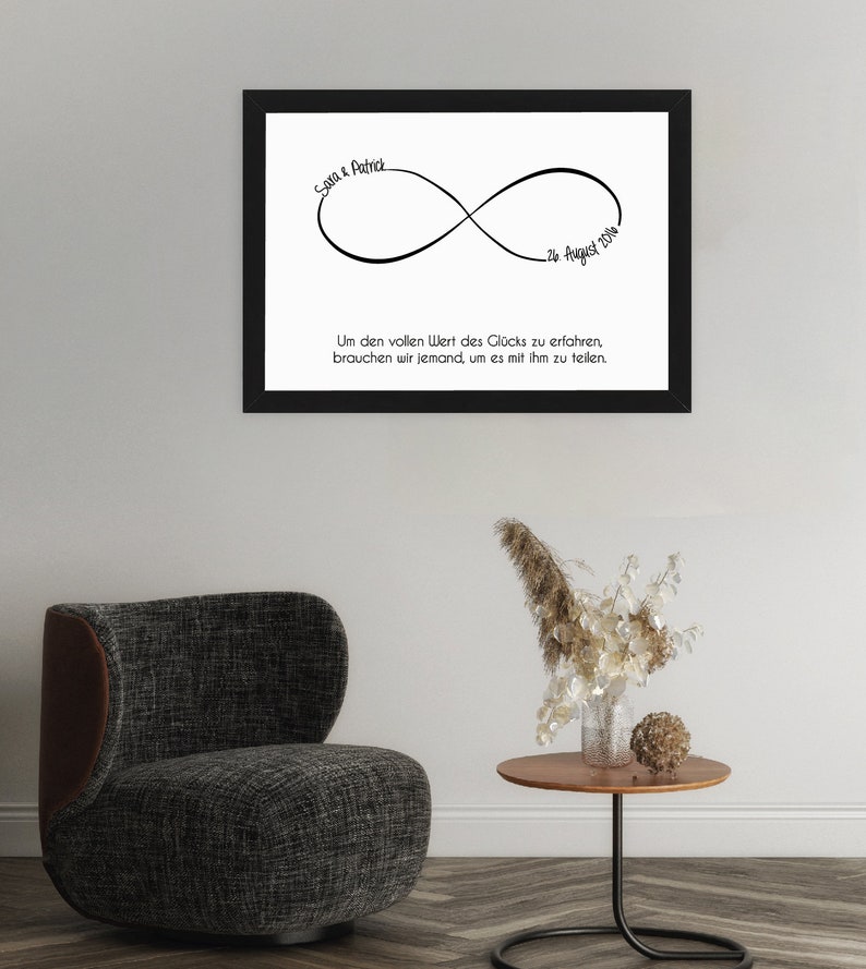 Personalized infinity picture with frame and your name date dedication for Valentine's Day, wedding anniversary, wedding gift, love image 8