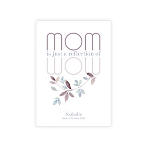 personalisiertes Bild "MOM = WOW" in weiß zum Muttertag Geburtstag Bedanken Babyshower-Party beste Mutti Familie Danke Weihnachten Geschenk