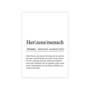 Personalisiertes Bild “Definition HERZENSMENSCH” Geburtstag Bedanken Seelenverwandter Erinnerung Geschenk Duden Freundschaft Lieblingsmensch