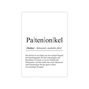 personalisiertes Bild "Definition PATENONKEL" Geburtstag Bedanken Taufpate Weihnachtsgeschenk Taufe Vorfreude Schwangerschaft Baby Pate