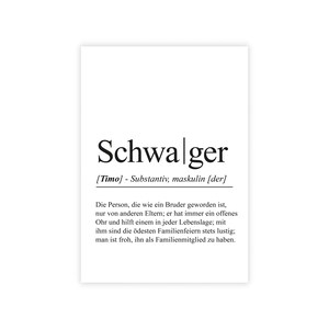 personalisiertes Bild "Definition SCHWAGER" Geburtstag Bedanken bester Schwager Weihnachten Geschenk Hochzeit Danke Freund Duden Familie