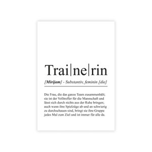 personalisiertes Bild "Definition TRAINERIN" Geburtstag Bedanken beste Trainerin Weihnachten Geschenk Abschied Danke Saison Duden Team