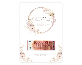 Personalisiertes Bild "EURE ERSTE MILLION" zur Hochzeit Brautpaar Hochzeitsgeschenk Geldgeschenk für das Brautpaar - Geld verschenken