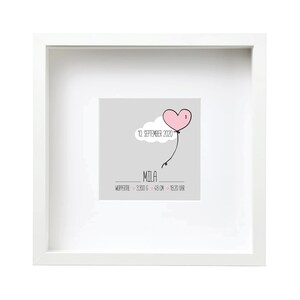 personalisiertes Geburtsposter mit Passepartout Baby Kinderzimmer Geburtsanzeige Geburtsgeschenk Taufgeschenk Geschenk - versch. Farben -