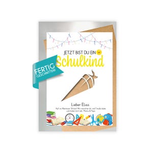 cadeau d'argent personnalisé "Écolier" SAC D'ÉCOLE en jaune affiche du premier jour d'école rentrée scolaire - déjà terminé TERRAIN