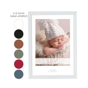Personalisiertes Fotoposter "HELLO BABY" in verschiedenen Schriftfarben mit Foto Name und Geburtsdatum zur Geburt Taufe Geschenk Babyzimmer