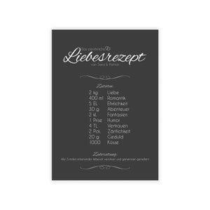 Personalisiertes Bild "LIEBESREZEPT" anthrazit mit euren Namen zur Verlobung Brautpaar Jahrestag Geburtstag Hochzeit Liebe Beziehung